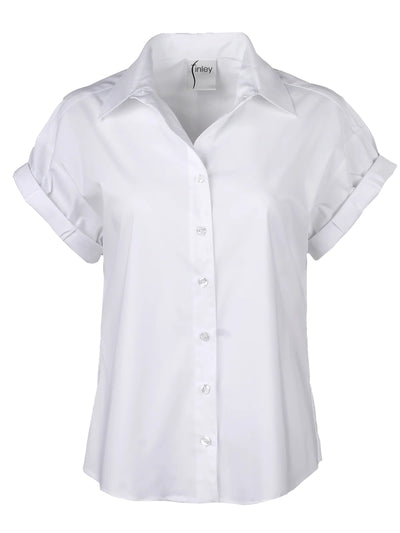 Finley Roll Sleeve Camp Shirt-White