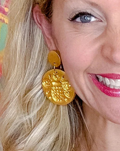 HTJ Bee Double Dangles-Gold
