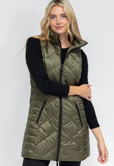 Quilted Puffer Vest-Army Green