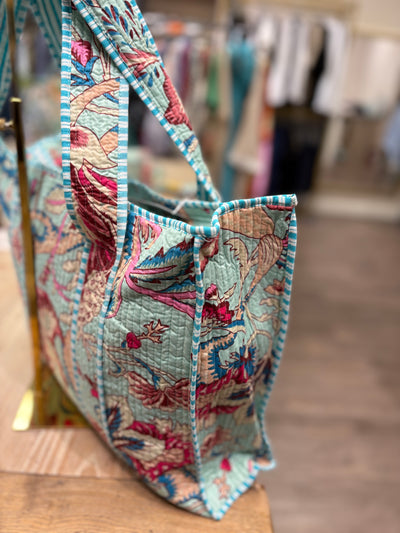 Jane Fabric Tote-Pacific