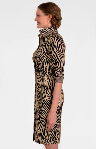 Twist & Shout Dress Animal Instincts-Tan & Black Zebra