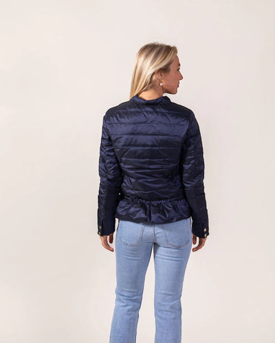 Peplum Puffer Jacket in Midnight