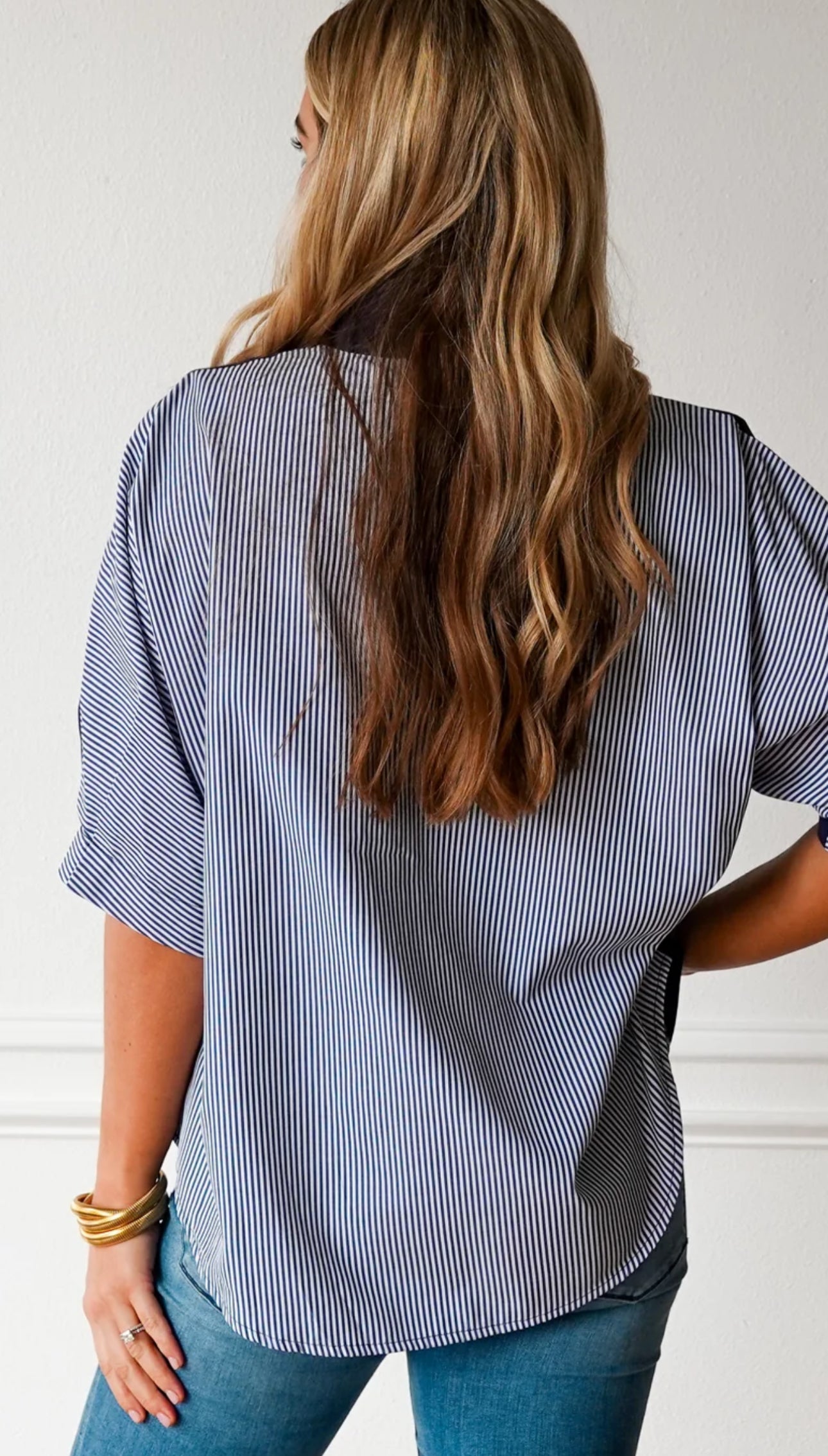Caroline Contrast Navy Stripe