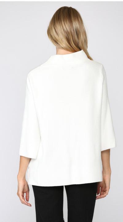 Mock Neck Bell Sleeve Sweater-Cream