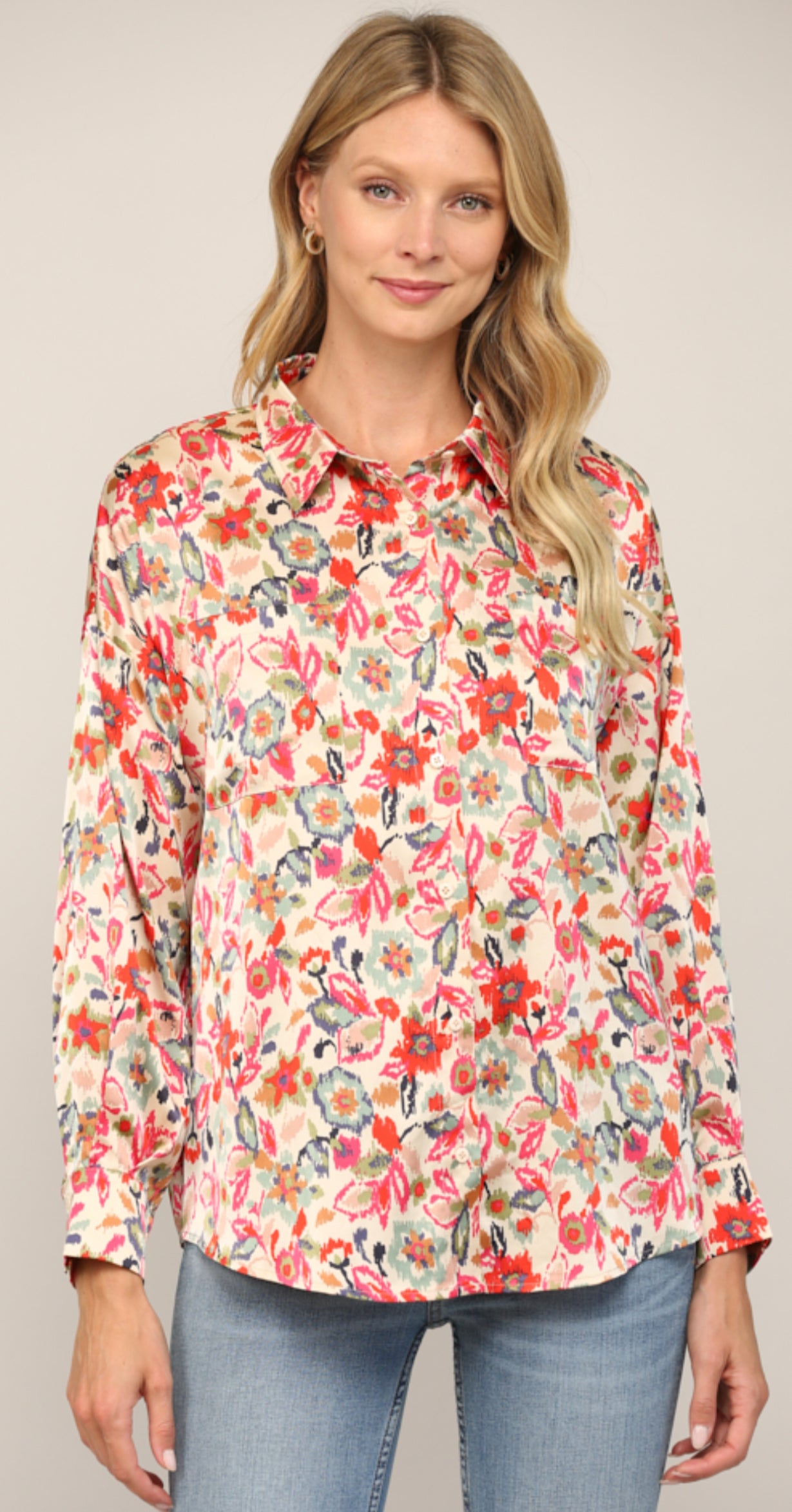 Abstract Print Button Down-Multi