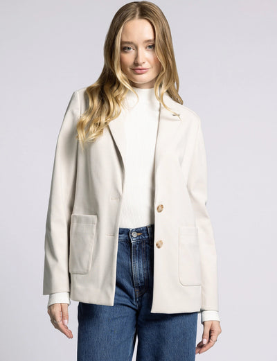Notch Lapel Boyfriend Blazer-Light Taupe