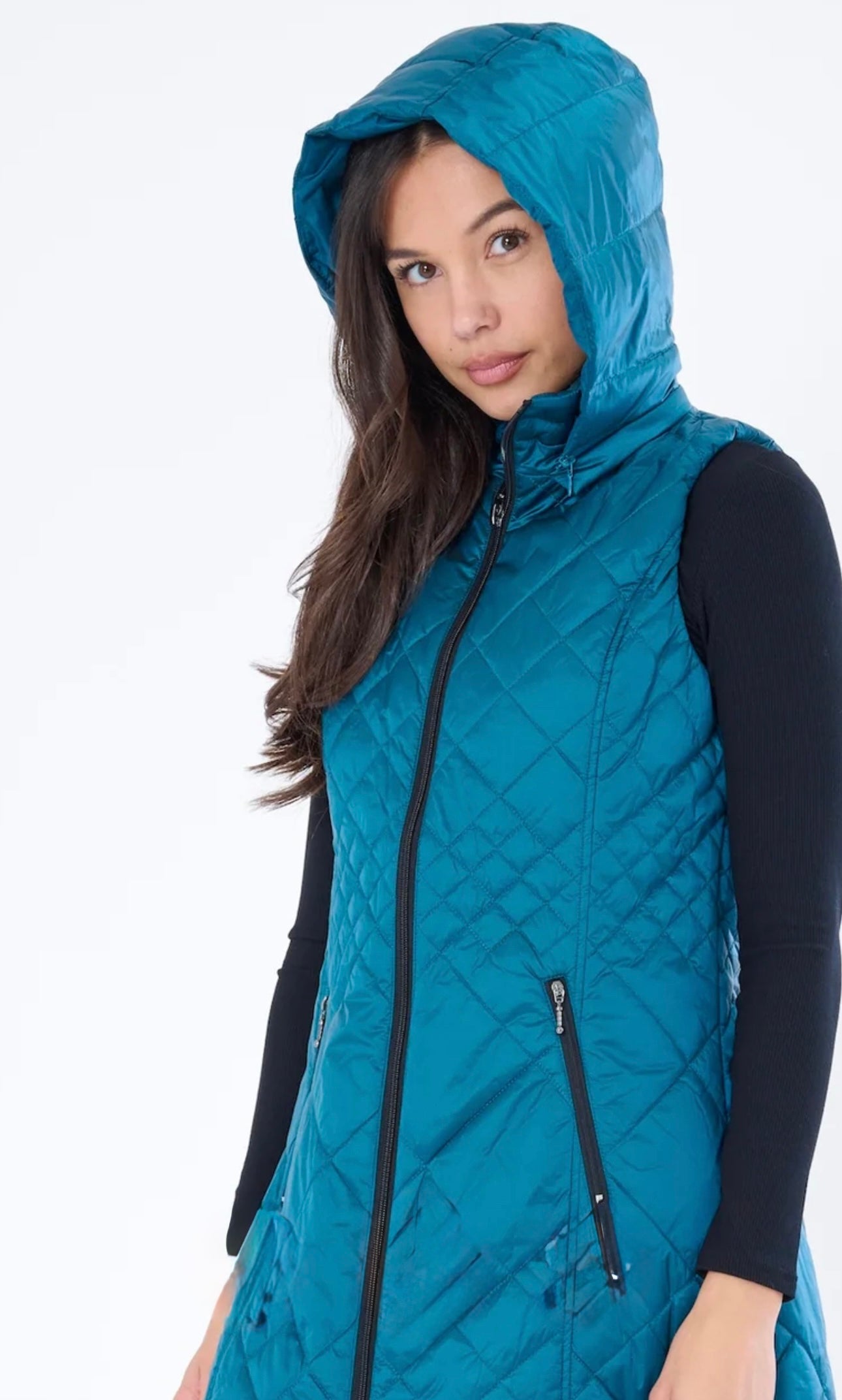 Long Vest Iridescent Peacock-Teal