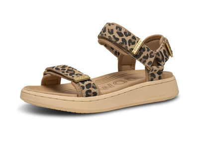 Woden Line Suede Sandals in Leopard