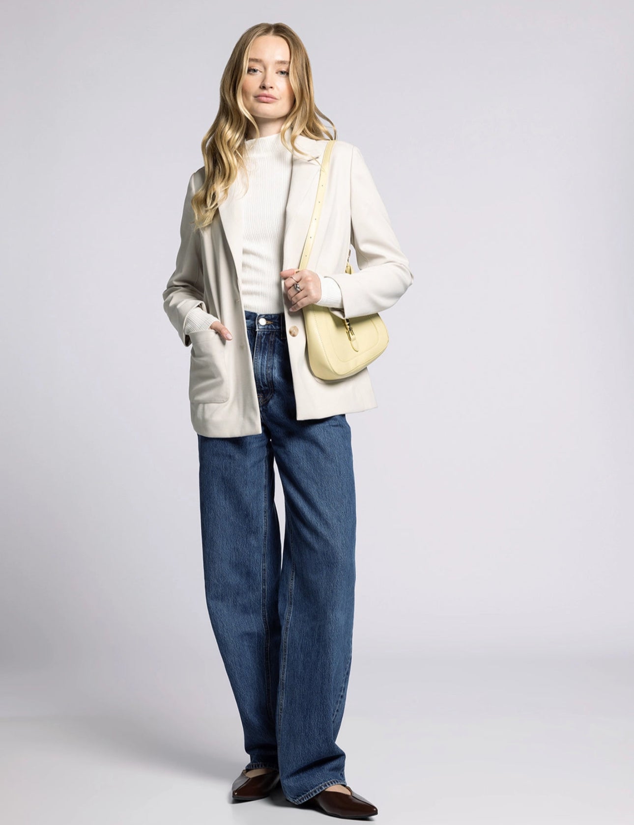 Notch Lapel Boyfriend Blazer-Light Taupe