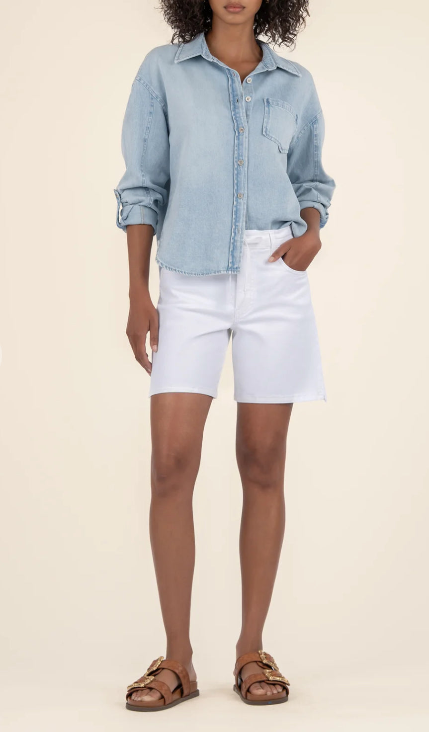 Holly High Rise Short Waistband Tie-Optic White