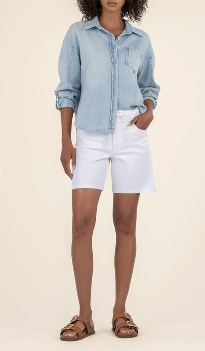 Holly High Rise Short Waistband Tie-Optic White
