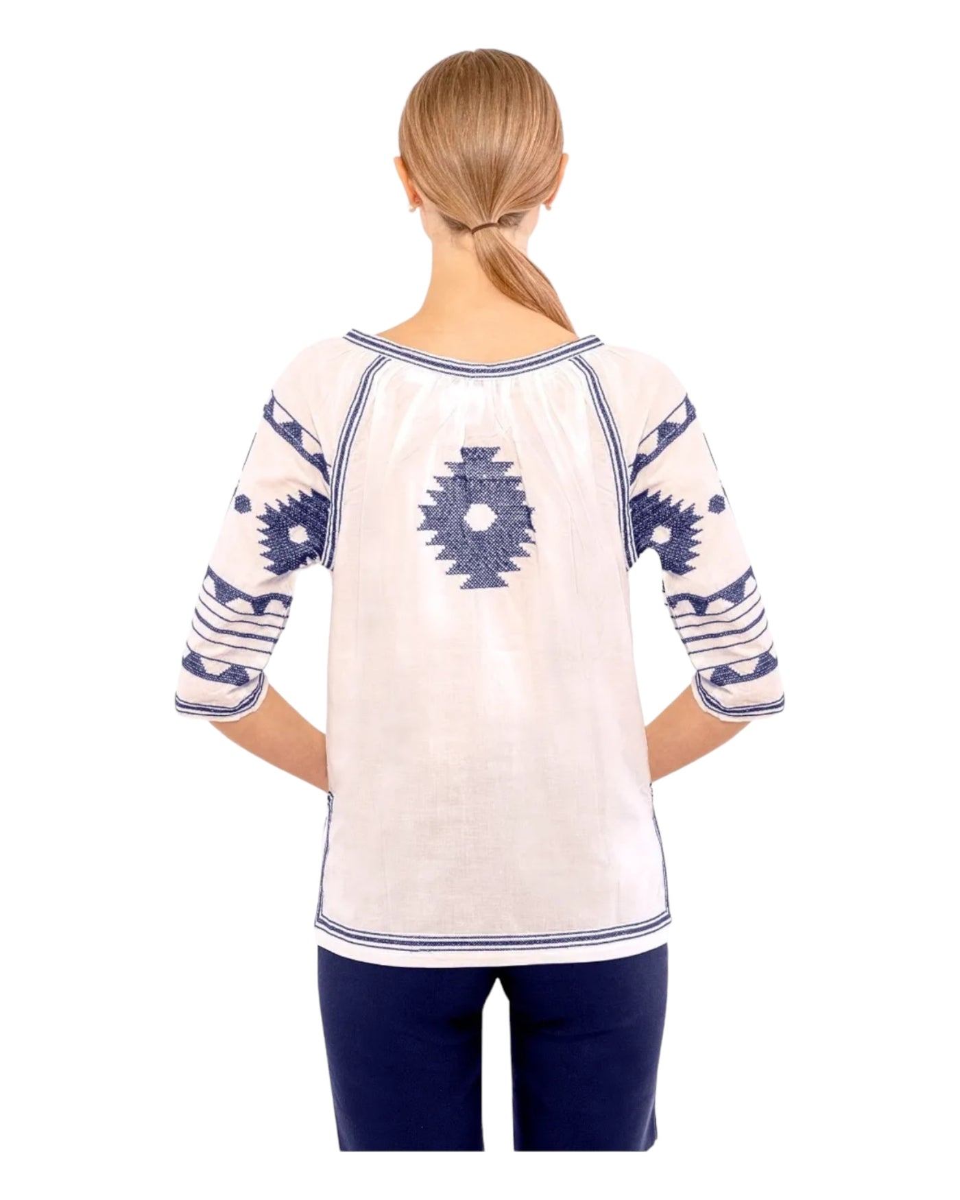 Montezuma Tunic White with Navy