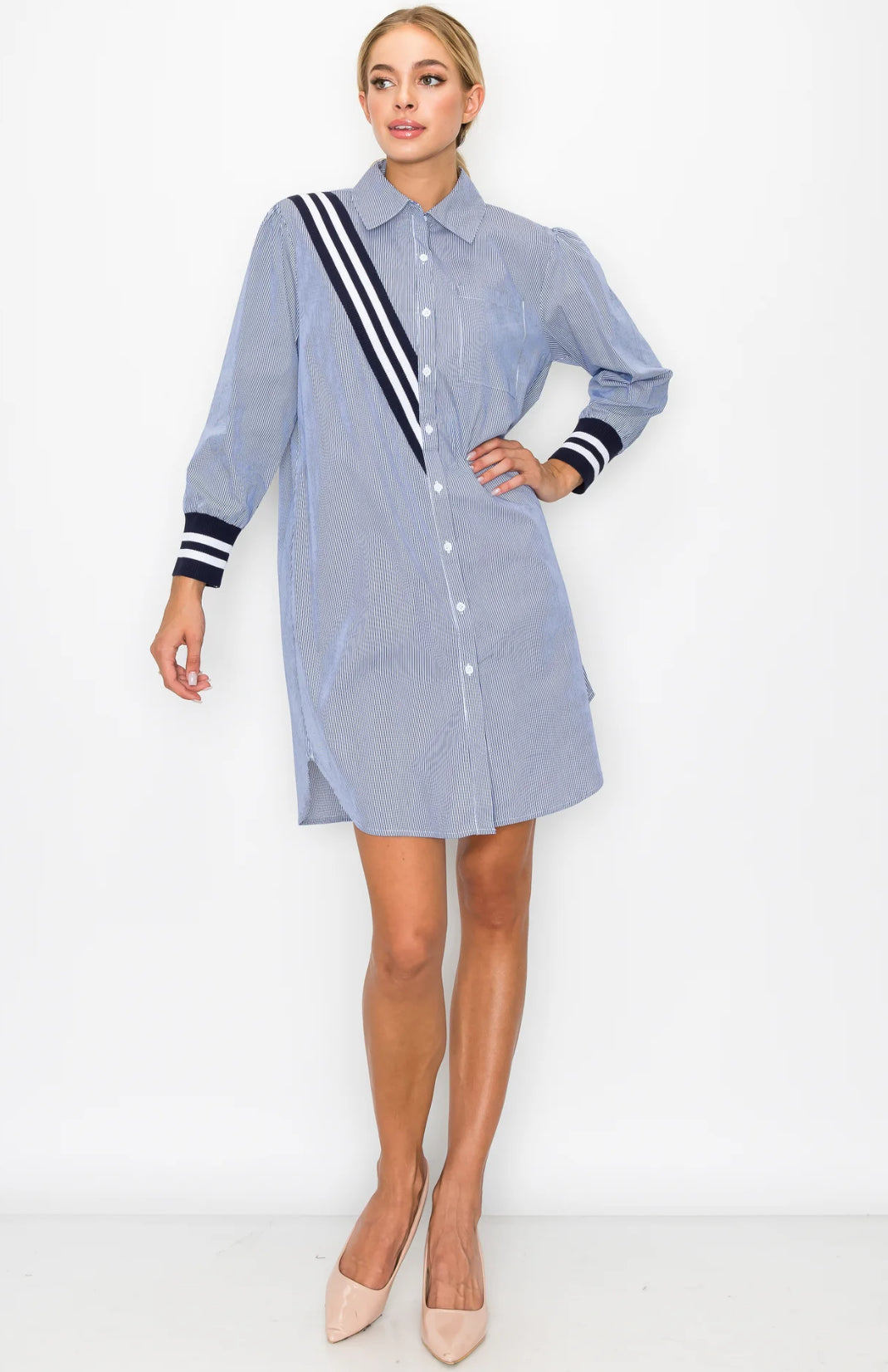 Wenna Shirt Tunic Dress Navy