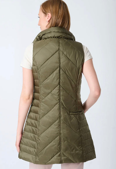 Quilted Puffer Vest-Army Green
