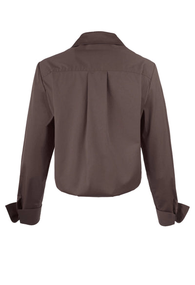 Moxie Shirt Solid Silky Poplin Chocolate Brown