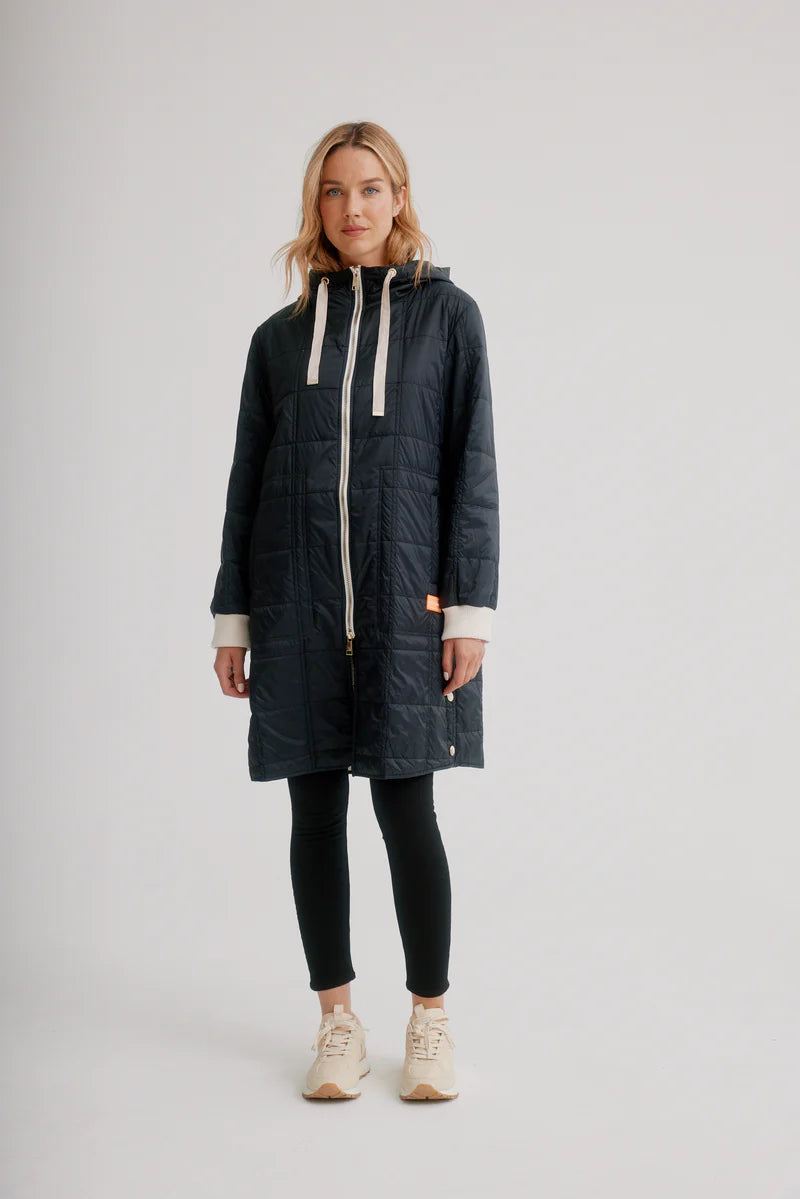 Black and Light Puffer Coat