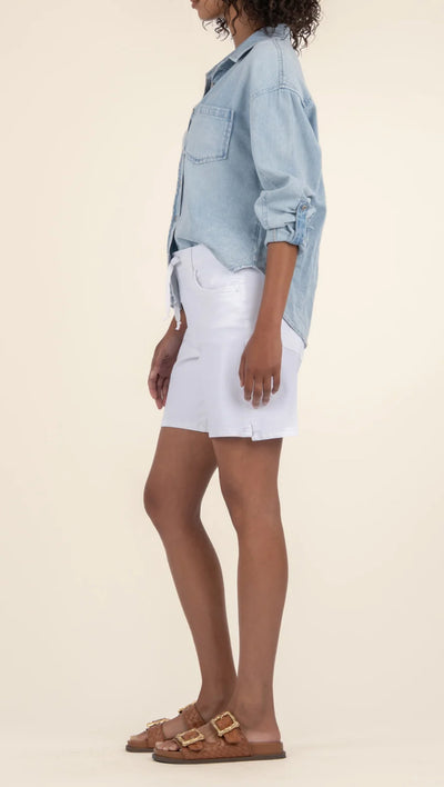 Holly High Rise Short Waistband Tie-Optic White