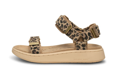 Woden Line Suede Sandals in Leopard