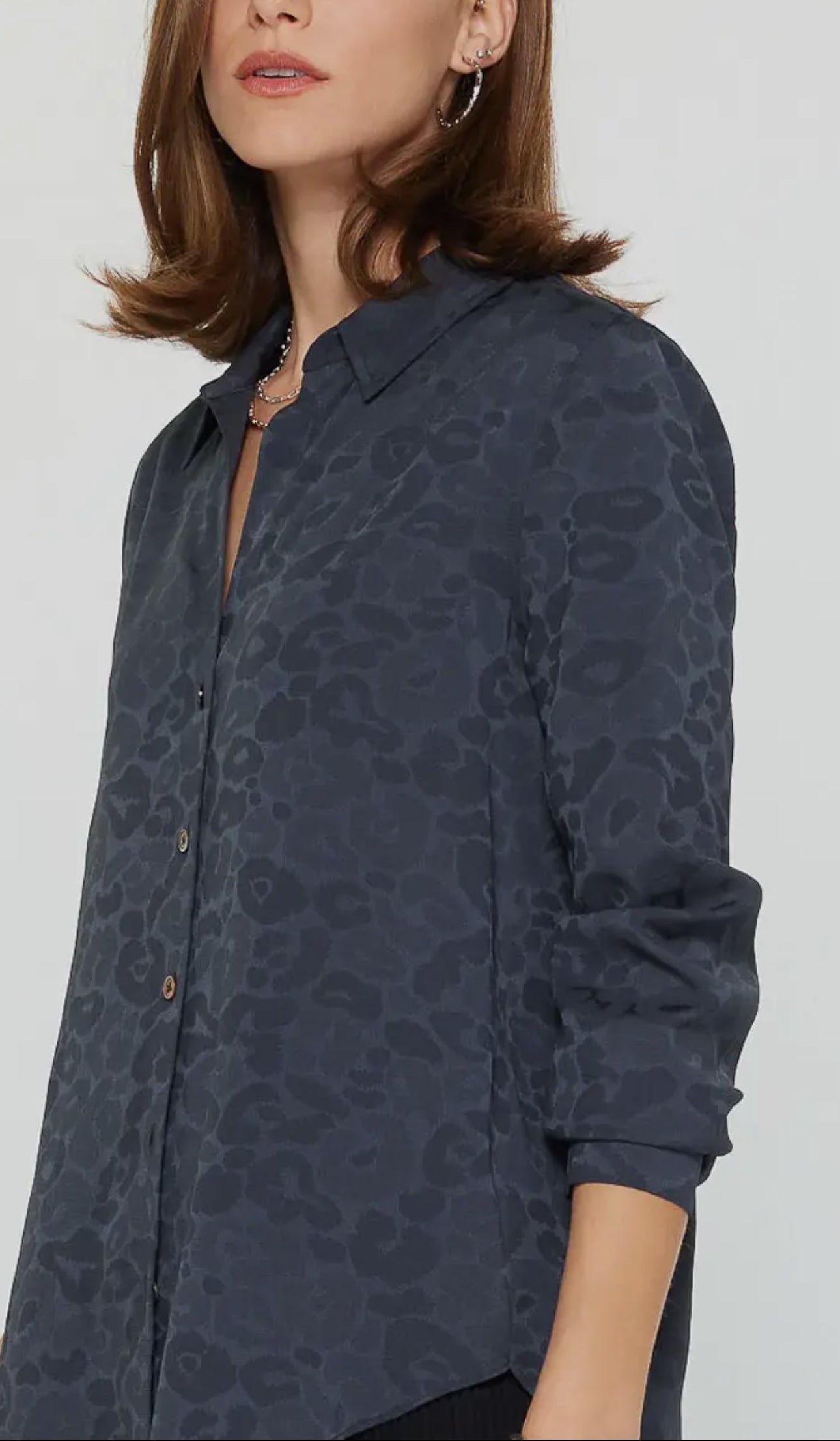 Jacquard Animal Print Blouse-Charcoal