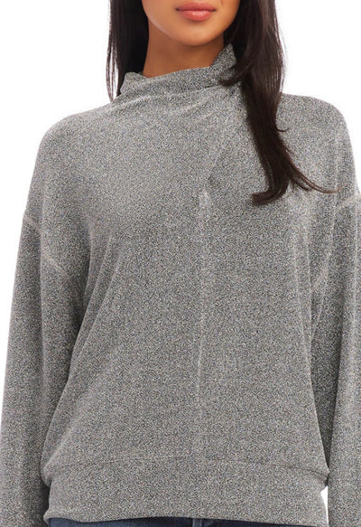 Faux Wrap Turtleneck Metallic