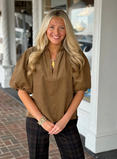 Marcie Corduroy Top-Camel