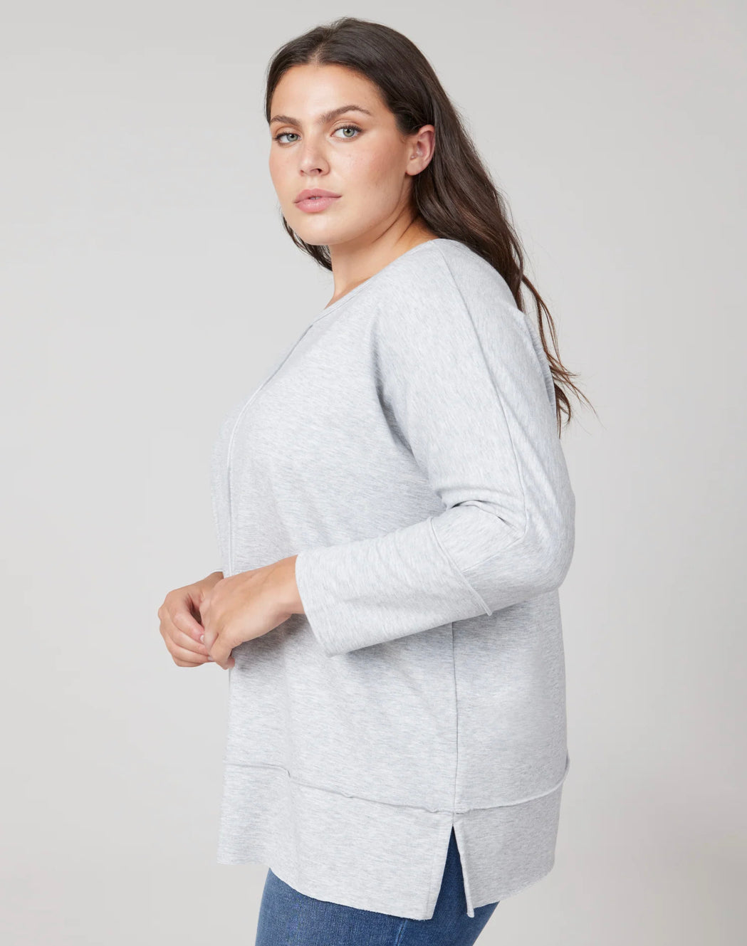 Dolman 3/4 Sleeve Soft Grey Heather - Soft Heather Grey - XL