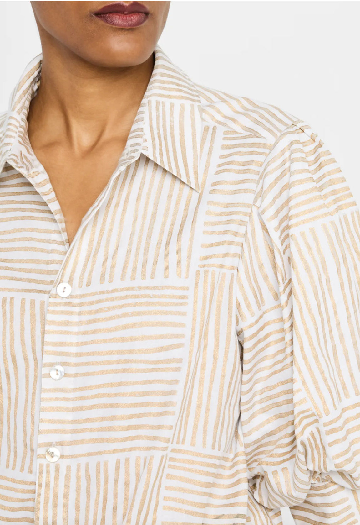 Bomba Mended Block Stripe Shirt-Gold