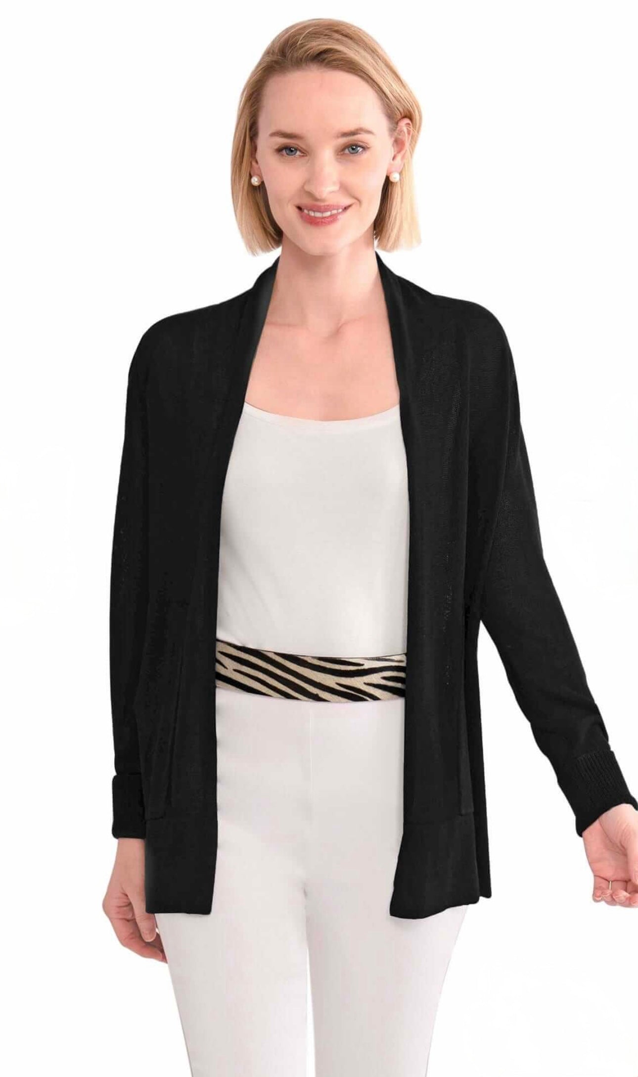 Open Cardigan Sweater-Black