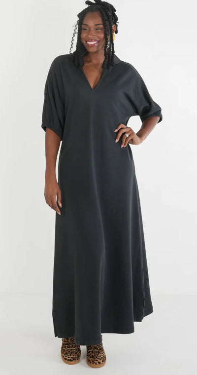 Poppy Cheetah Maxi Dress-Black