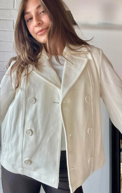 Maude Cropped Peacoat-Snow White