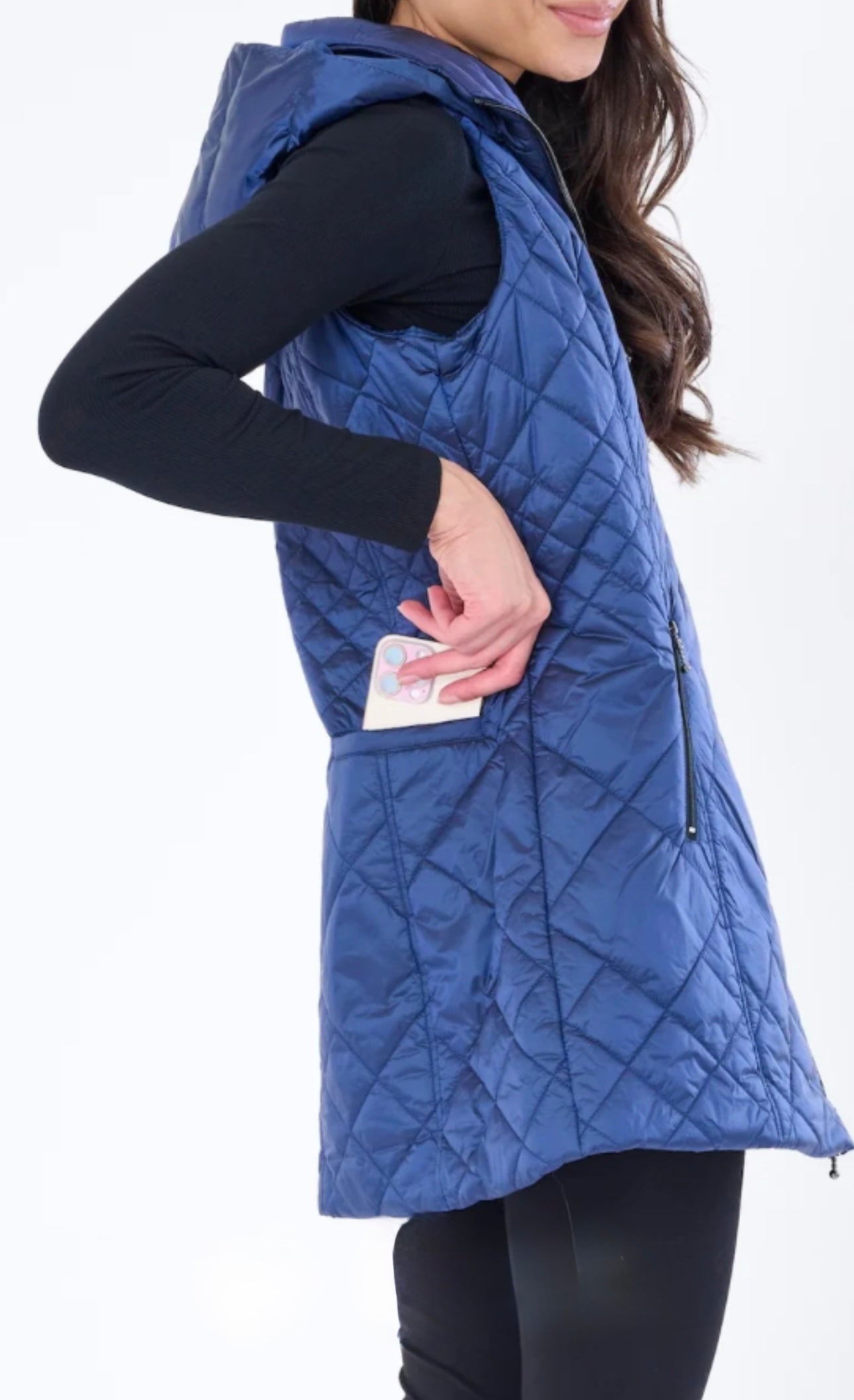Long Vest Iridescent Navy