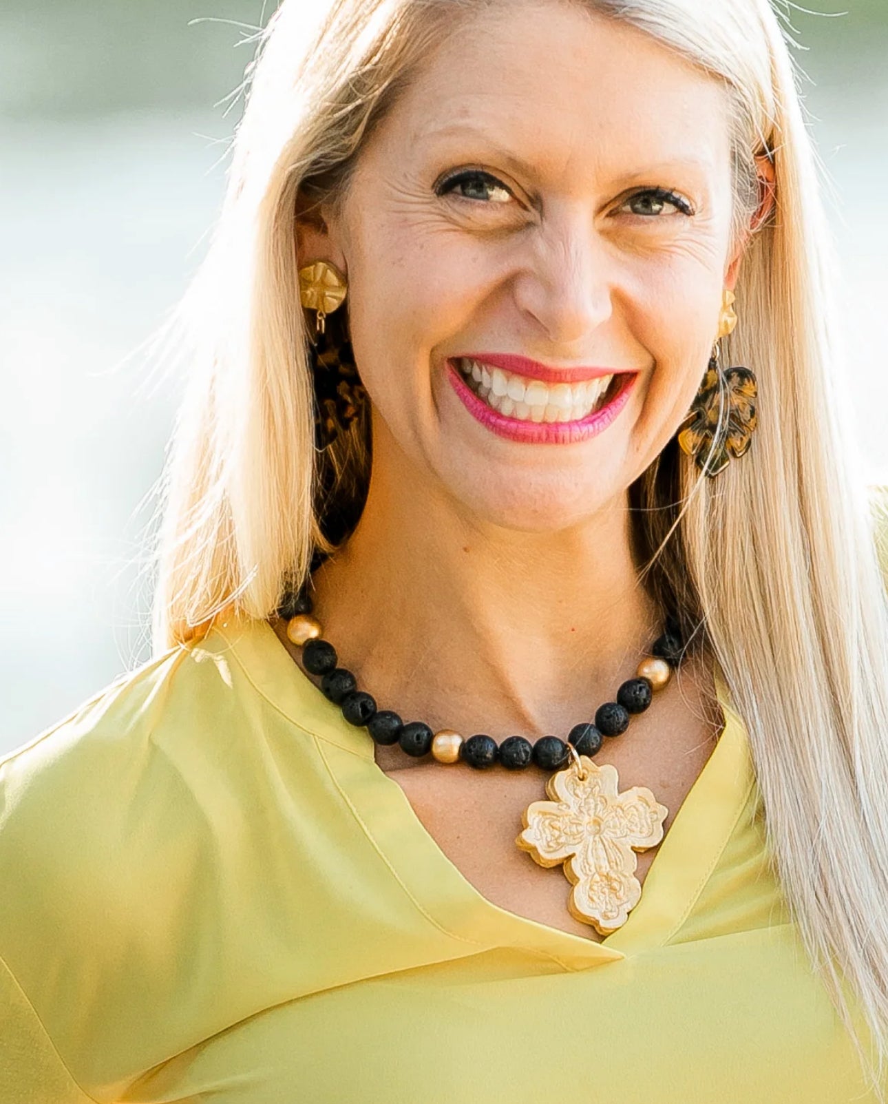 Black Lava with Cherrie Cross Necklace