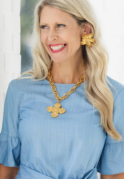 18" Double Gold Chain with Andrea Cross
