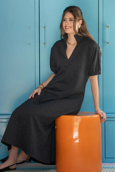 Poppy Cheetah Maxi Dress-Black