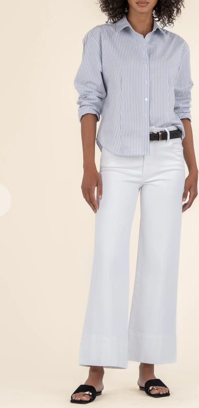 Meg Front Pin Tuck Wide Hem Denim-Optic White