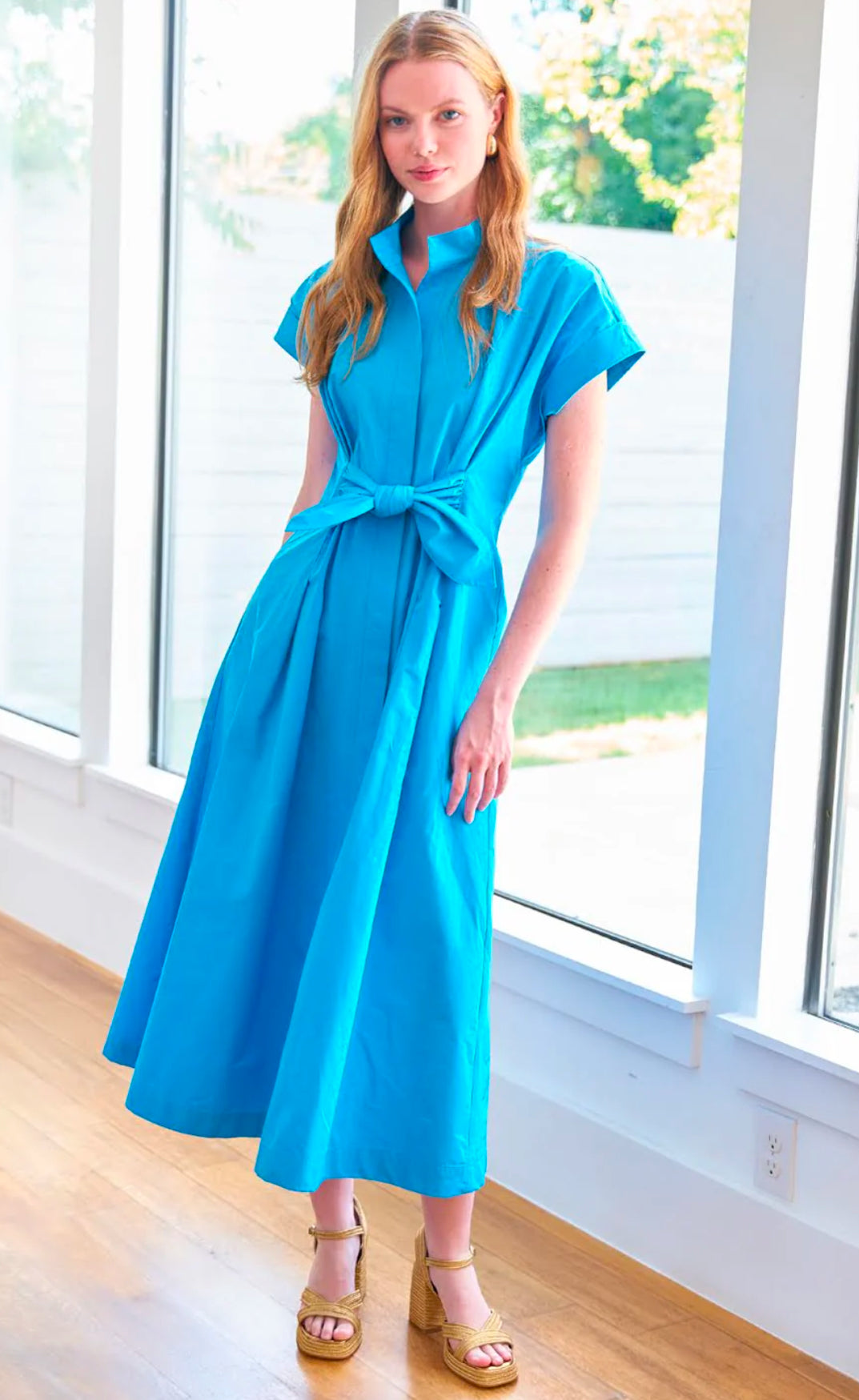 Long Rocky Dress Taffeatta-Turquoise