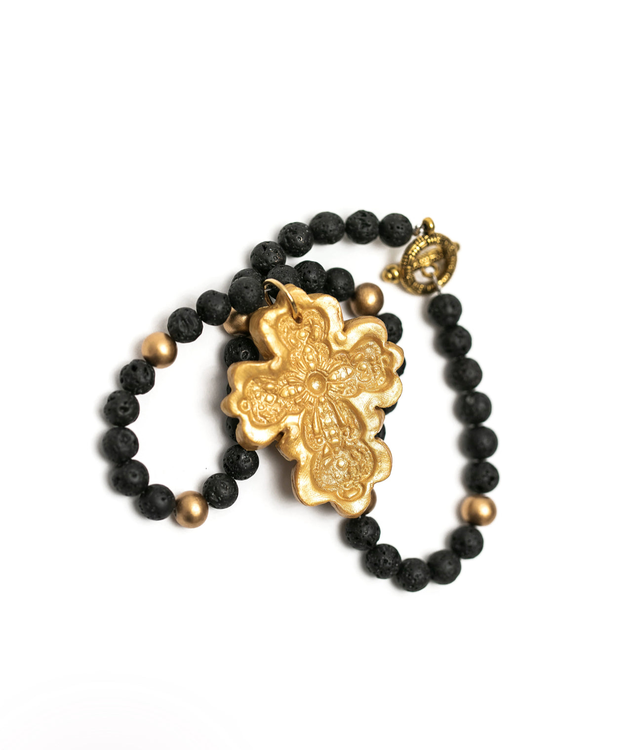 Black Lava with Cherrie Cross Necklace
