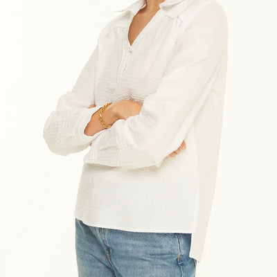 Venus Shirt in White Seersucker