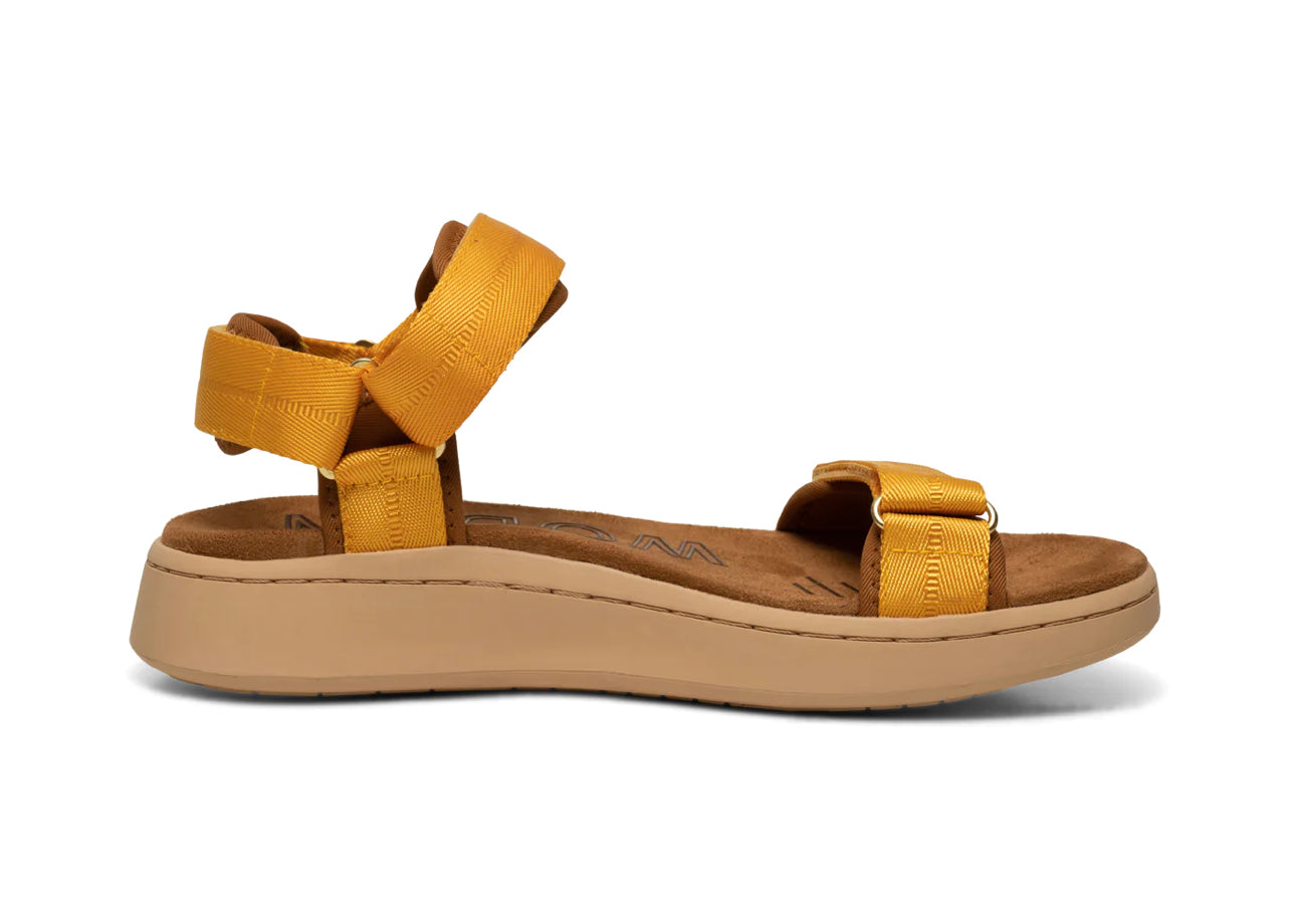 Line Suede Sandals in Old Gold