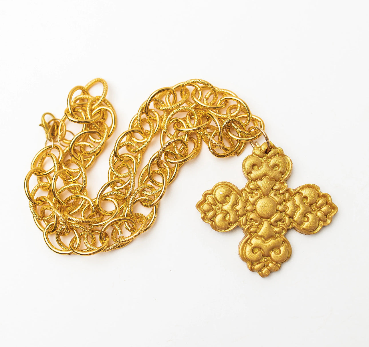 18" Double Gold Chain with Andrea Cross
