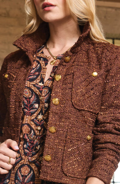 Delphine Tweed Jacket Dark Chocolate