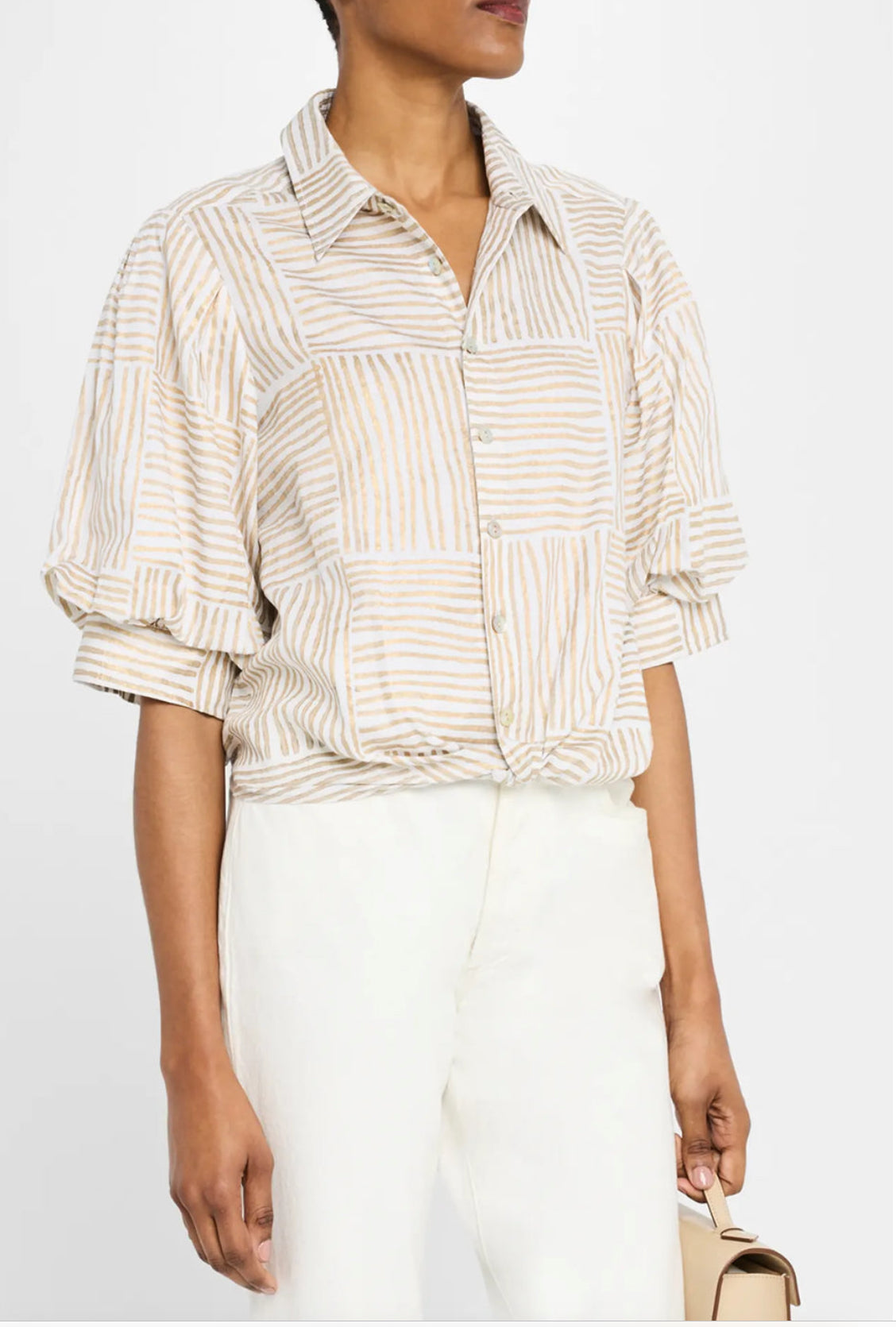 Bomba Mended Block Stripe Shirt-Gold