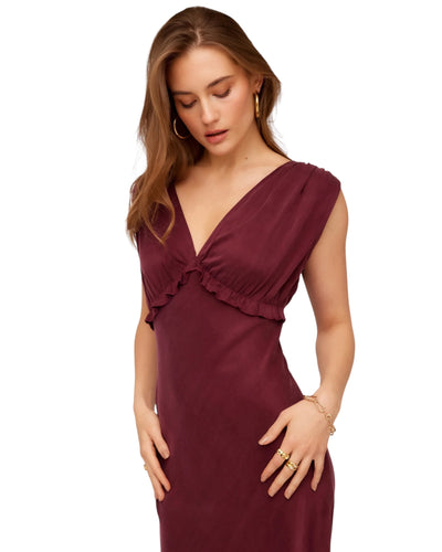 Cierra Ruffle Detail Midi Dress
