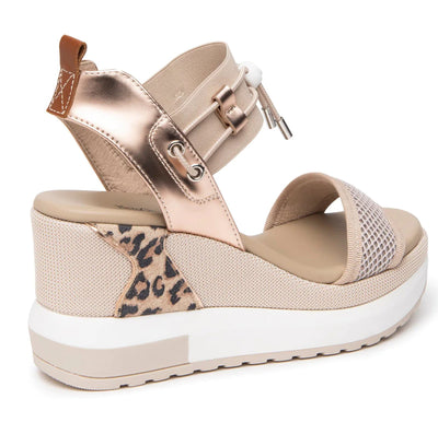 Nero Giardini E307750D Sport Wedge in Beige Leopard