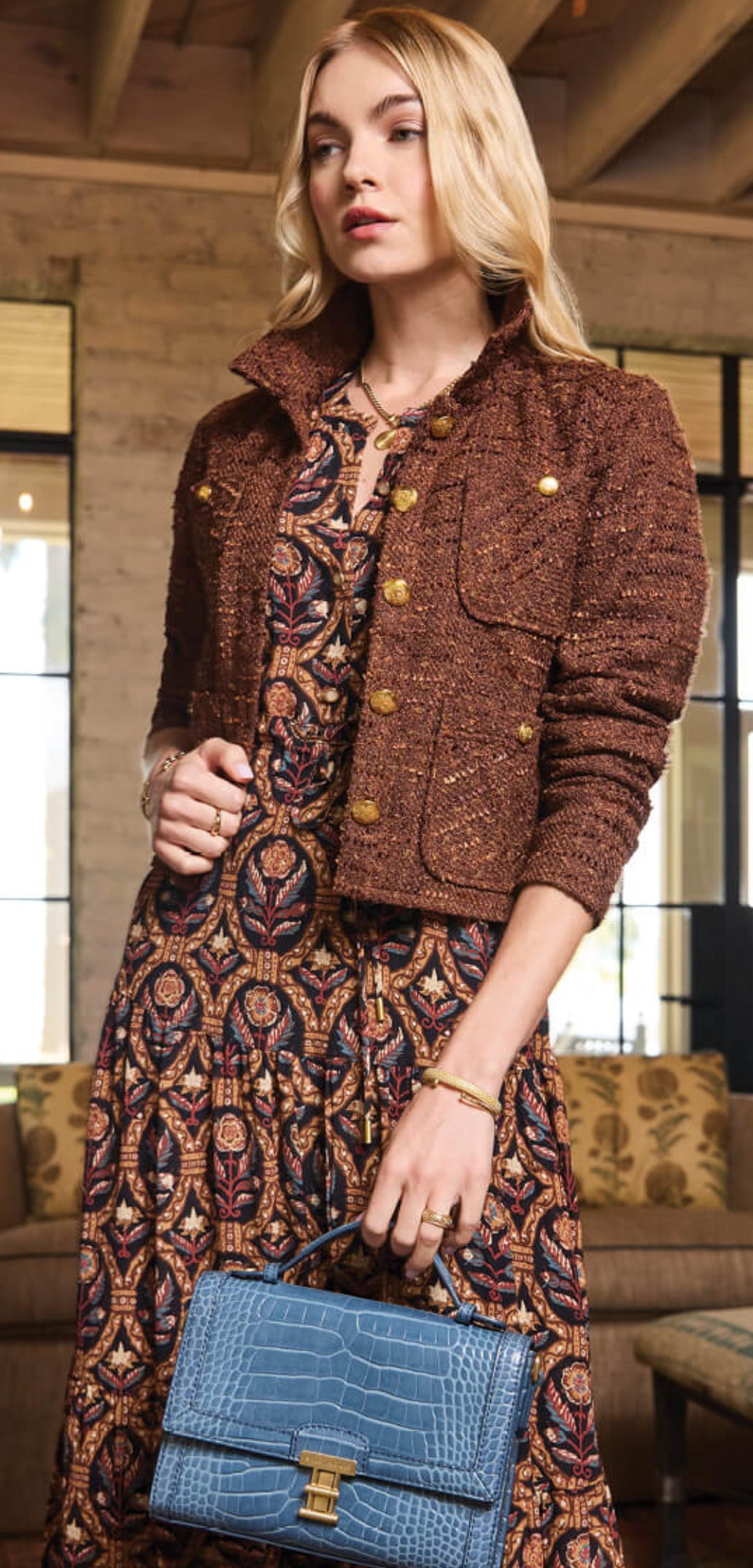 Delphine Tweed Jacket Dark Chocolate