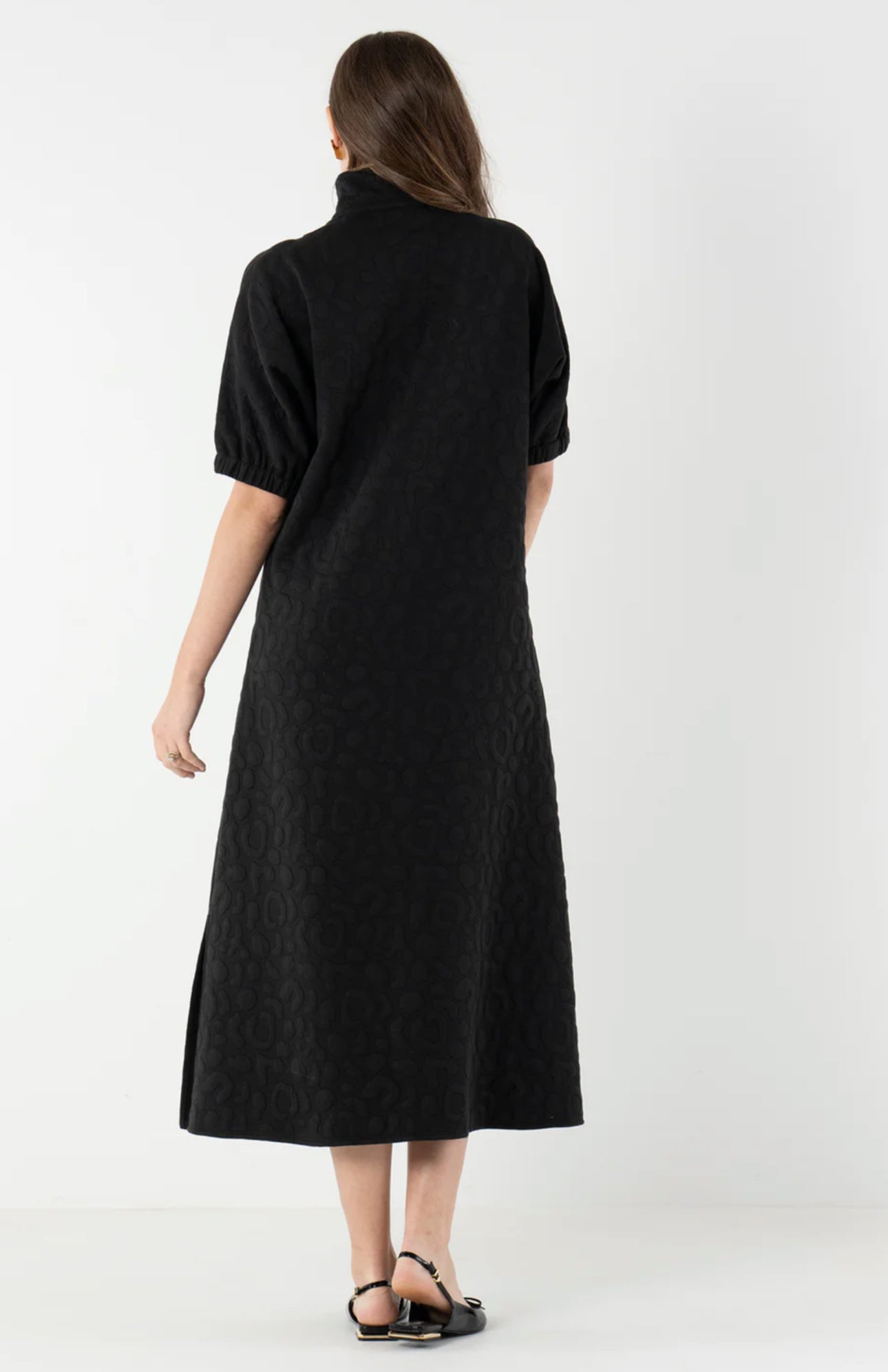 Poppy Cheetah Maxi Dress-Black