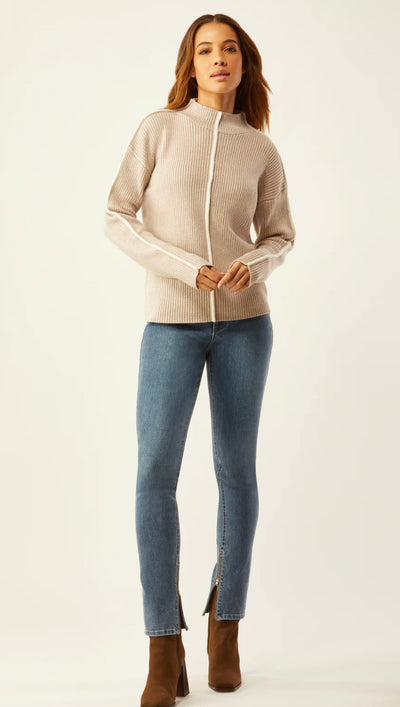Mock Neck Raised Seam