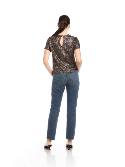 Stacey Sequin Top Brown