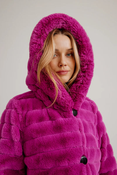 Reversible Fur Coat Black/Fuschia