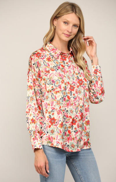 Abstract Print Button Down-Multi